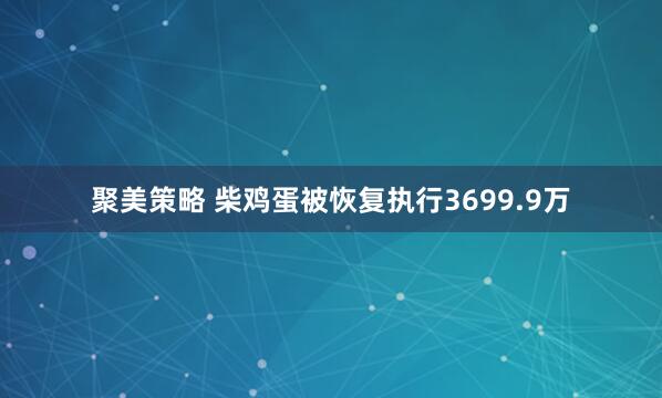 聚美策略 柴鸡蛋被恢复执行3699.9万
