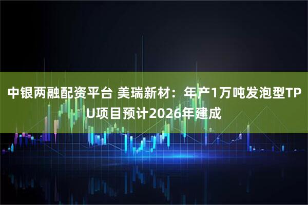 中银两融配资平台 美瑞新材：年产1万吨发泡型TPU项目预计2026年建成